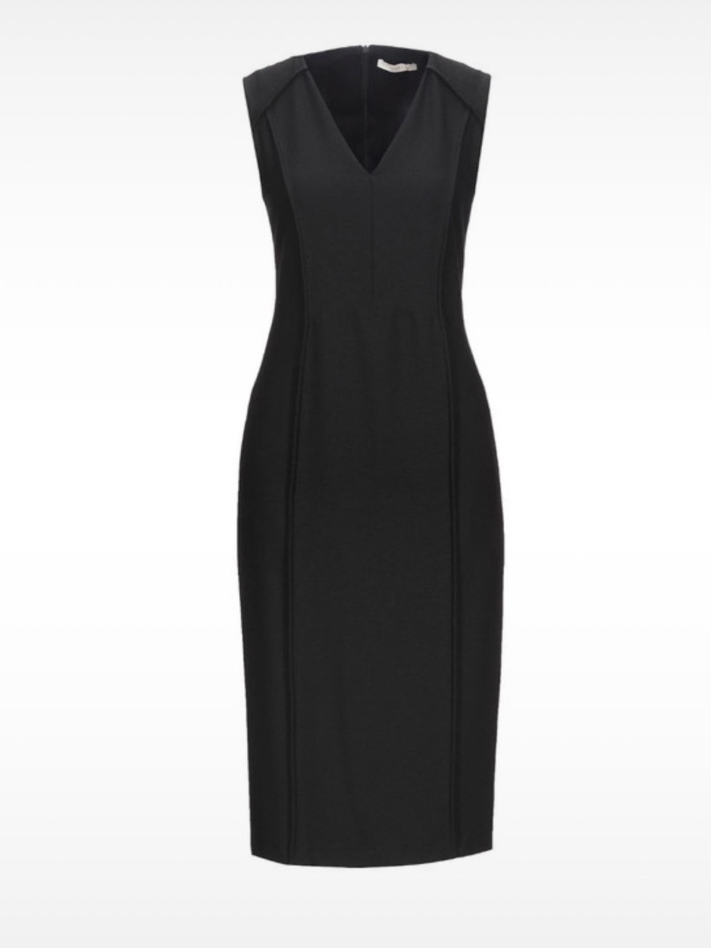 Sleeveless Black V-Neck Midi Dress